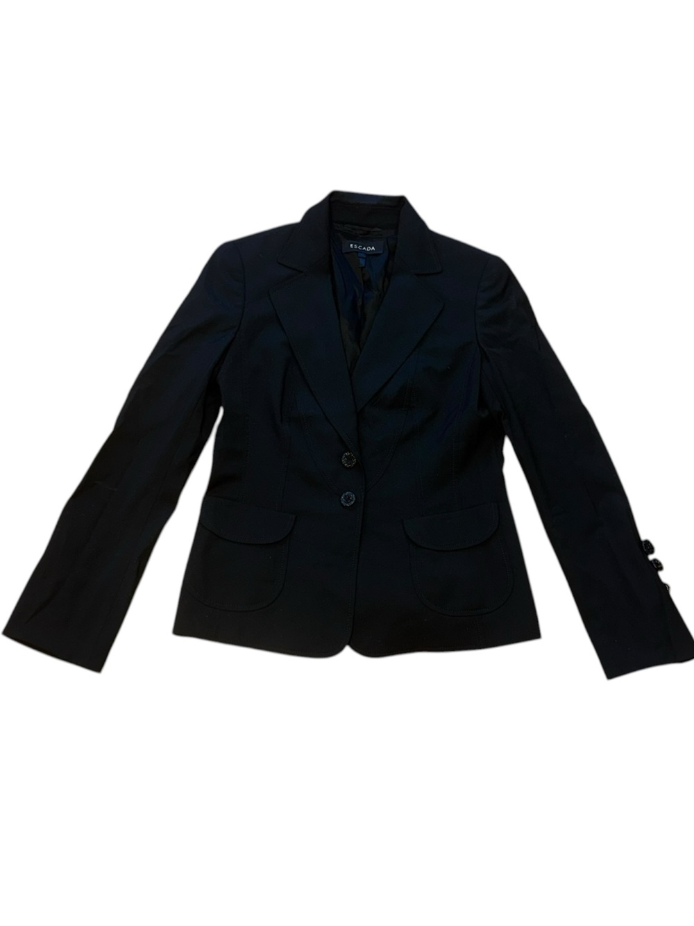 AUTHENTIC women’s ESCADA black 2 button wool blend fitted blazer size 38
